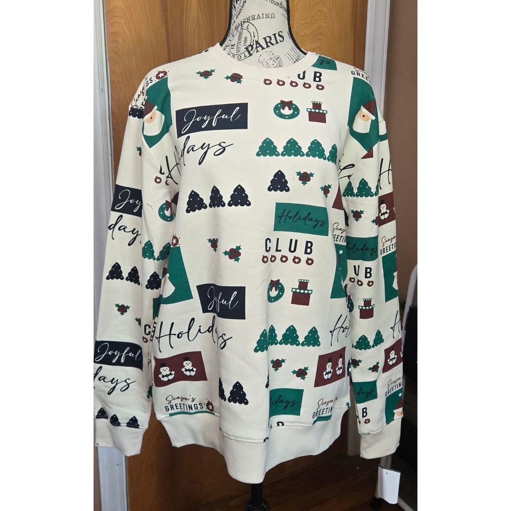 Denim & Flower Joyful Holidays Club Sweatshirt Pullover Men's Medium NWT